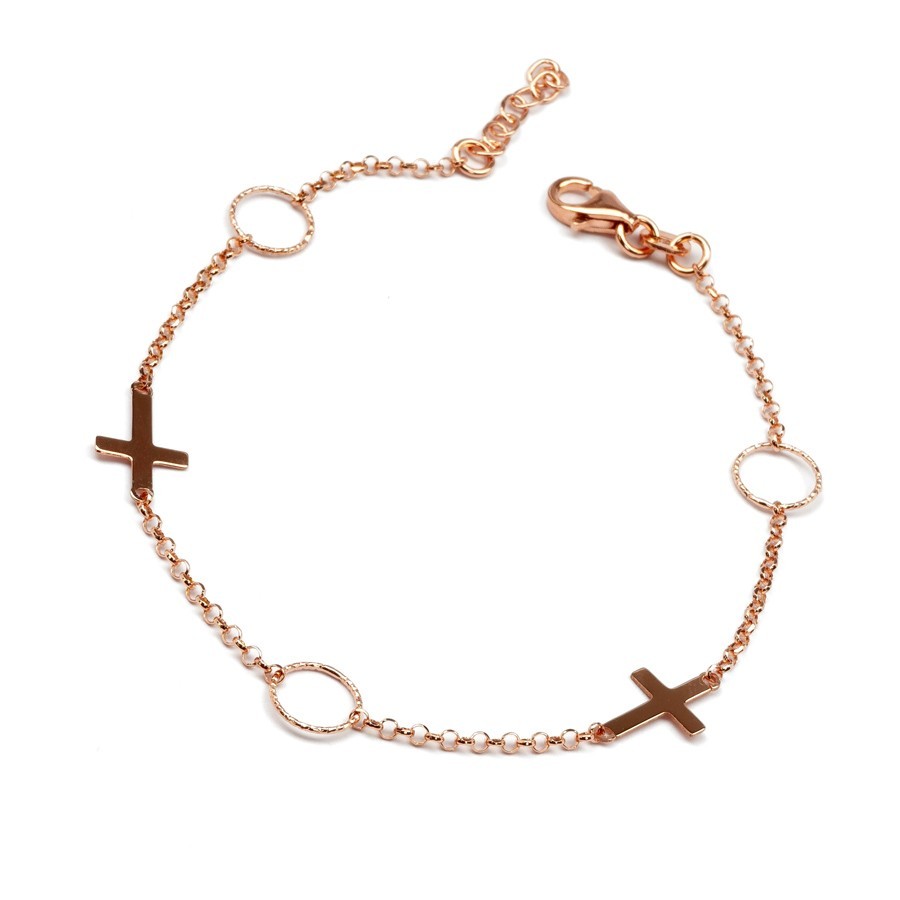 Vergoldetes Kreuzarmband – Roségold oder Schwarz