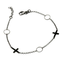 Vergoldetes Kreuzarmband – Roségold oder Schwarz