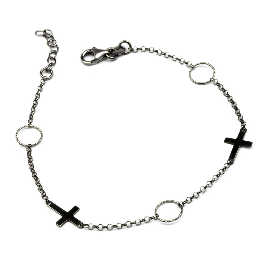 Vergoldetes Kreuzarmband – Roségold oder Schwarz